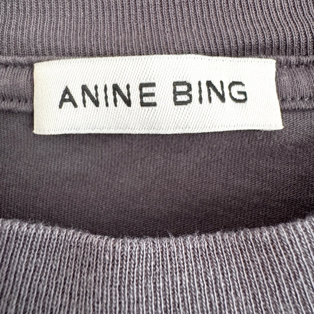 Anine Bing Joel Stardust Tee in Washed Black – Size Small - Picture 3 of 6
